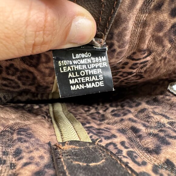 Laredo Access Distressed Brown Leather Snip Toe Western Boho Boots Women's 8.5M - Picture 8 of 13